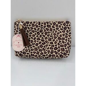 Blush Kiss‎ Leopard Print Cosmetic Bag Tassel Zipper Pouch New
